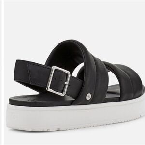 Ugg Zayne Sling Back Platform Sandal Black Leather Upper White Platform Lady 8.5